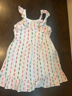 Janie and Jack White Dress with Pink and Green
